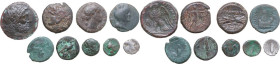 Greek World. Lot of nine (9) unclassified AE and AR coins, including Cales, Velia, Metapont, Syracuse, Tripolis (Phoenicia) and Ptolemaic Kings of Egy...