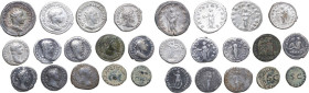 The Roman Empire. Lot of fourteen (14) unclassified AE and AR denominations.