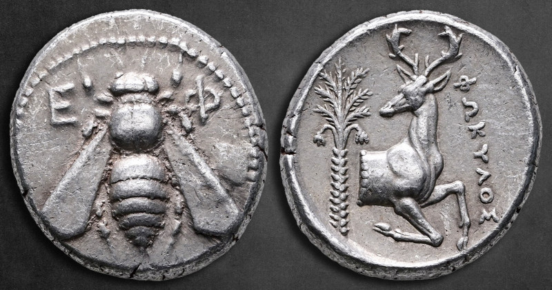 Ionia. Ephesos circa 380-325 BC. ΦΩΚΗΛΟΣ (Phokylos), magistrate
Tetradrachm AR...