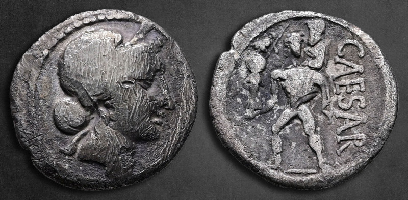 Julius Caesar 49-48 BC. Military mint travelling with Caesar in North Africa.
D...