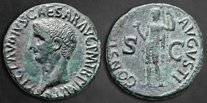 Claudius AD 41-54. Rome
As Æ

29 mm, 10,86 g

TI CLAVDIVS CAESAR AVG CAESAR...