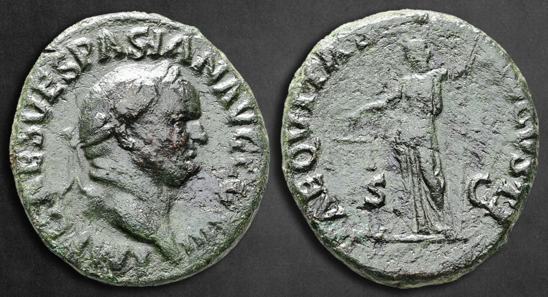 Vespasian AD 69-79. Rome
As Æ

27 mm, 11,35 g

IMP CAESAR VESP AVG COS VII,...