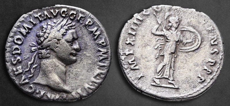 Domitian AD 81-96. Rome
Denarius AR

19 mm, 3,22 g

IMP CAES DOMIT AVG GERM...