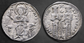 Andronicus II Palaeologus, with Michael IX AD 1282-1328. Constantinople. Basilikon AR