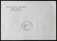 (s/d). "ESTADO ESPAÑOLBURGOS". Sello en seco de 1936, estampado en una hojita tamaño DIN A6 en blanco con membrete "BANCO DE ESPAÑA-ASESOR TÉCNICO Y G...