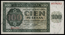 1936. Burgos. 100 pesetas. (Ed. 421) (Pick 102a). 21 de noviembre. Pareja correlativa, serie A. Ondulación central. Leve marca por manipulación descui...