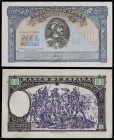 1937. Burgos. 1000 pesetas. (Ed. NE44) (Cobo P.EE 19a y 19g) (Pick 106E). 18 de julio, Carlos V/Batalla de Pavía. Prueba del anverso adoptada y de un ...