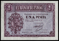 1937. Burgos. 1 peseta. (Ed. 425) (Pick 104). 12 de octubre. Serie A. Apresto original. Muy buen ejemplar. S/C-.