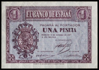 1937. Burgos. 1 peseta. (Ed. 425b) (Pick 104). 12 de octubre. Serie F, útlima emitida. Leve doblez en esquina inferior izquierda que atraviesa el dise...