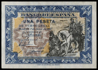 1940. 1 peseta. (Ed. 441b) (Pick 121a). 1 de junio, Hernán Cortés. Serie E, última emitida. Esquinas rozadas. Apresto original. S/C-.