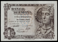 1948. 1 peseta. (Ed. 457b) (Pick 135). 19 de junio, Dama de Elche. Serie O, última emitida. Esquinas rozadas. Apresto original. S/C-.