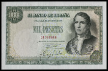 1949. 1000 pesetas. (Ed. 458) (Pick 138a). 4 de noviembre, Santillán. Apresto original. Muy buen ejemplar. Se entrega encapsulado. Escaso y más así. S...