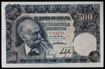 1951. 500 pesetas. (Ed. 460) (Pick 142a). 15 de noviembre, Benlliure. Sin serie. Casi imperceptible doblez central. Lavado y prensado. Ligeramente rec...