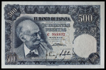 1951. 500 pesetas. (Ed. 460b) (Pick 142a). 15 de noviembre, Benlliure. Serie C, última emitida. Levísima marquita de manipulación descuidada en margen...