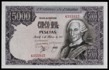 1976. 5000 pesetas. (Ed. 475) (Pick 155). 6 de febrero, Carlos III. Sin serie. Apresto original. Muy buen ejemplar. Se entrega encapsulado. S/C.