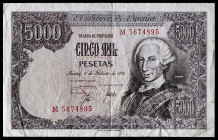 1976. 5000 pesetas. (Cobo 52) (Ed. 475F). 6 de febrero, Carlos III. Serie M. Falso de época. Muy raro. MBC.