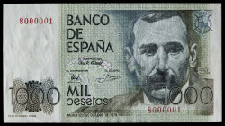 1979. 1000 pesetas. 23 de octubre, Pérez Galdós. Sin serie. Numeración 80000001. Leves ondulaciones en su margen inferior. Marquitas por manipulación ...