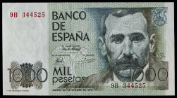 1979. 1000 pesetas. (Ed. 477b) (Pick 158*). 23 de octubre, Pérez Galdós. Serie especial 9B. Apresto original. Muy buen ejemplar. Se entrega encapsulad...