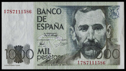 1979. 1000 pesetas. (Ed. 477d) (Pick 158 exp). 23 de octubre, Pérez Galdós. Numeración especial 17S. Doblez central. Apresto original. Se entrega enca...