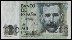 1979. 1000 pesetas. (J. A. Castellanos Er.N8). 23 de octubre, Pérez Galdós. Error por numeración inexistente. Leves ondulaciones en margen superior. R...