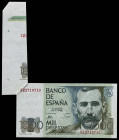 1979. 1000 pesetas. (J. A. Castellanos Er.P4). 23 de octubre, Pérez Galdós. Serie 5Z. Error por exceso de papel. Doblez en sendas esquinas inferiores ...