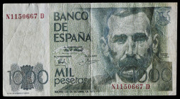 1979. 1000 pesetas. (Cobo 53a). 23 de octubre, Pérez Galdós. Serie N. Falso de época. Escaso. MBC.