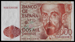 1980. 2000 pesetas. (Ed. 479b) (Pick 159*). 22 de julio, Juan Ramón Jiménez. Serie especial 9A impreso con el primer tamaño de letra (9/64) más grande...