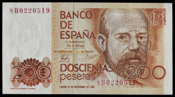 1980. 200 pesetas. (Ed. 480d) (Pick 156*). 16 de septiembre, Clarín. Serie 8B para estudios estadísticos. Apresto original. Muy buen ejemplar. Se entr...