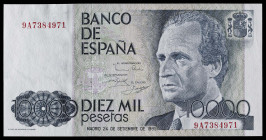 1985. 10000 pesetas. (Ed. 481b) (Pick 161*). 24 de septiembre, Juan Carlos I/Felipe. Serie especial 9A. Levísimas ondulaciones verticales producidas m...