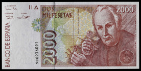 1992. 2000 pesetas. (Ed. 482Ae) (Pick 164*). 24 de abril, Mutis. Serie especial 9D. Apresto original. Muy buen ejemplar. Se entrega encapsulado. Escas...