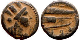 Phoenicia (III – I Century BC) bronze. Obv: Bust of Tyche. Rev: Galley

18mm 7.41g

Artificial sand patina