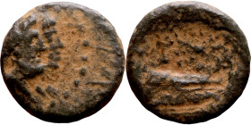 Hellenistic period coin (4-1 century BC) Bronze coin.

16mm 2.86g

Artificial sand patina