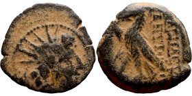 Antiochos VIII (Seleukid King: 121-96 BC). AE bronze. Obv.: diademed head of Antiochus right. Rev.: BAΣІΛEΩΣ ANTIOXOY EΠIΦANOYΣ; Eagle standing left o...