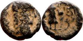 Hellenistic period coin (3-1 century BC) Bronze coin.

16mm 5.04g

Artificial sand patina
