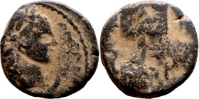 Caracalla (211-217) bronze coin. Obv: Bust of emperor. Rev: Military Baner

15mm 3.38g

Artificial sand patina