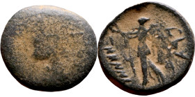 Hellenistic period coin (3-1 century BC) Bronze coin. 

15mm 1.97g

Artificial sand patina