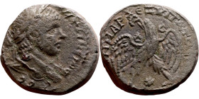Elagabalus (218-222) Bilon Tetradrachm Obv: Bust of emperor. Rev: A standing eagle with spread wings, holding a laurel wreath in its beak

24mm 13.6...