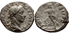 Alexander Severus (222-235) denarius. Obv: bust of emperor. Rev: Victoria facing left, holding a palm branch.

18mm 2.80g
