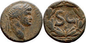 Domitian (81-96) Syria: Antioch. Bronze coin. Obv: bust of emperor. Rev: Large S C

26mm 14.13g