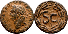 Vespasian (69-79) Syria: Antioch Bronze coin. Obv: Bust of emperor. Rev: Large S C

22mm 7.45g

Artificial sand patina