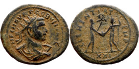Probus (276 - 282). Billon antoninianus. Obv.: IMP C M AVR PROBVS AVG / Radiate bust right wearing the imperial mantle. Rev.: CLEMENTIA TEMP / Probus ...