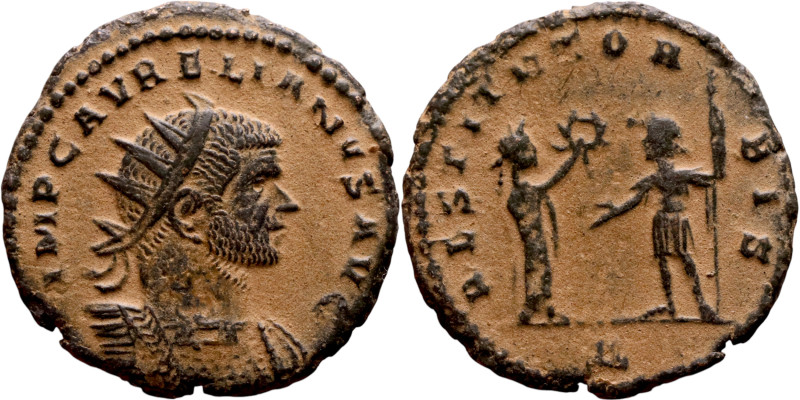 Aurelian (270-275) Anotniniaus. Obverse: IMP AVRELIANVS AVG, Radiate, draped and...