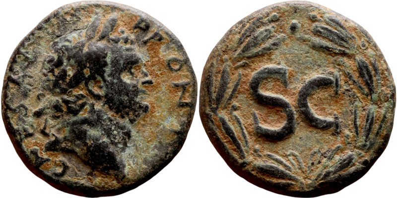 Vespasian (69-79) Syria: Antioch Bronze coin. Obv: Bust of emperor. Rev: Large S...