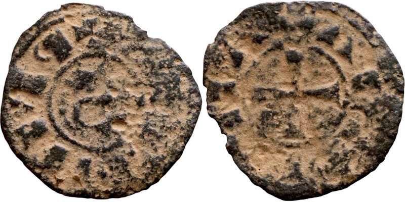 Middle Ages (X-XV century) – Bronze Coin

17mm 0.63g

Artificial sand patina...