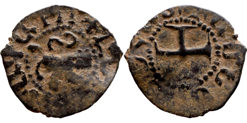 Middle Ages (X-XV century) – Bronze Coin

16mm 0.57g

Artificial sand patina...