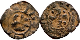 Seljuk (1037–1157, bronze coin in roman style. Obverse: Bust. Reverse: Arabicc inscription

13mm 0.55g

Artificial sand patina