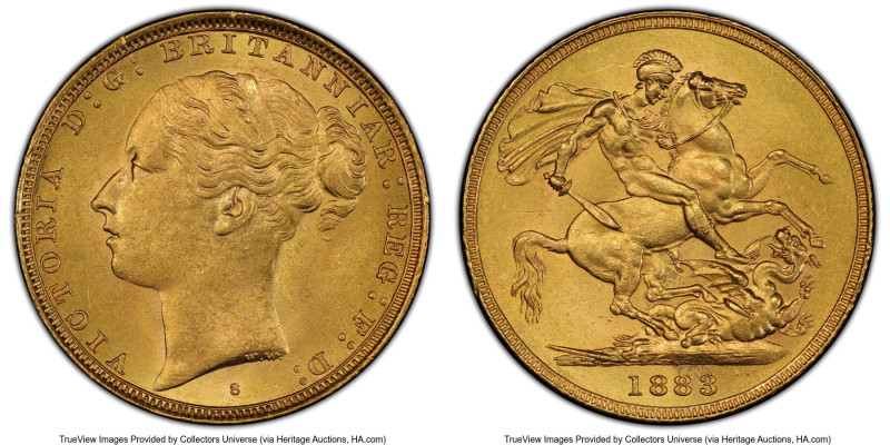 Victoria gold "St. George" Sovereign 1883-S MS63+ PCGS, Sydney mint, KM7, S-3858...