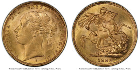 Victoria gold "St. George" Sovereign 1886-S MS64 PCGS, Sydney mint, KM7, S-3858E. A remarkably well-preserved selection, brimming with luster sweeping...