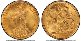 Victoria gold "Jubilee Head" Sovereign 1889-S MS64 PCGS, Sydney mint, KM10, S-3868. Second obverse. Unsurpassed for technical quality within PCGS's ce...