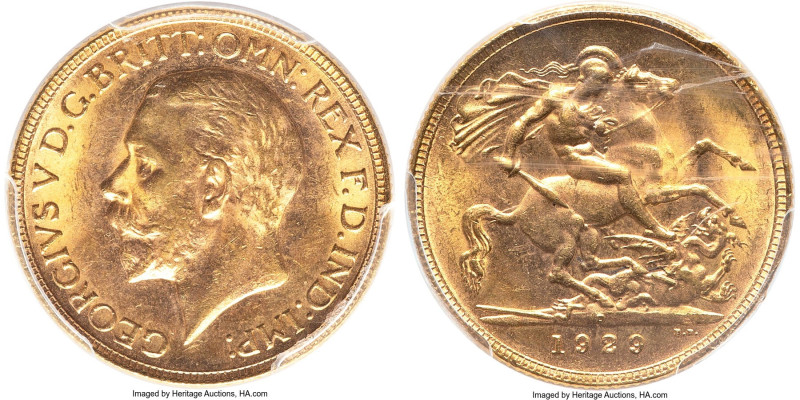 George V gold Sovereign 1929-P MS64 PCGS, Perth mint, KM29, S-4002. A tempting s...